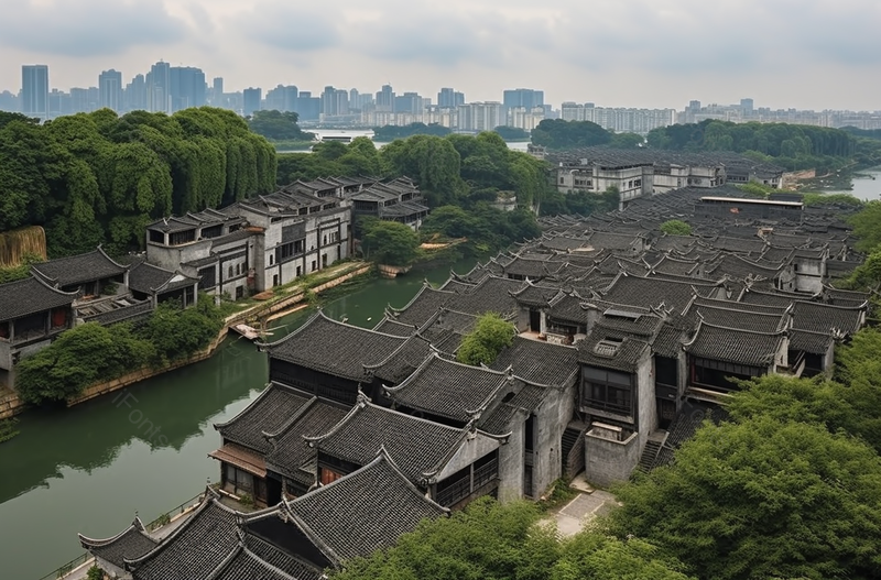 岭南印象园瓦房古典式建筑高清摄影实拍,高清,摄影图,摄影图片,图片大全,摄影图免费下载